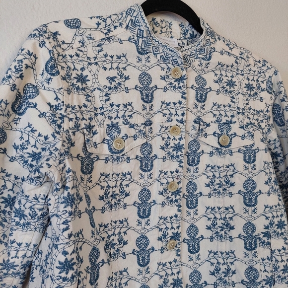 Charter Club Embroidered Floral Button Front Shacket Jacket Size Large - Picture 3 of 10